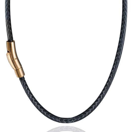 Black Leather Braided Necklace