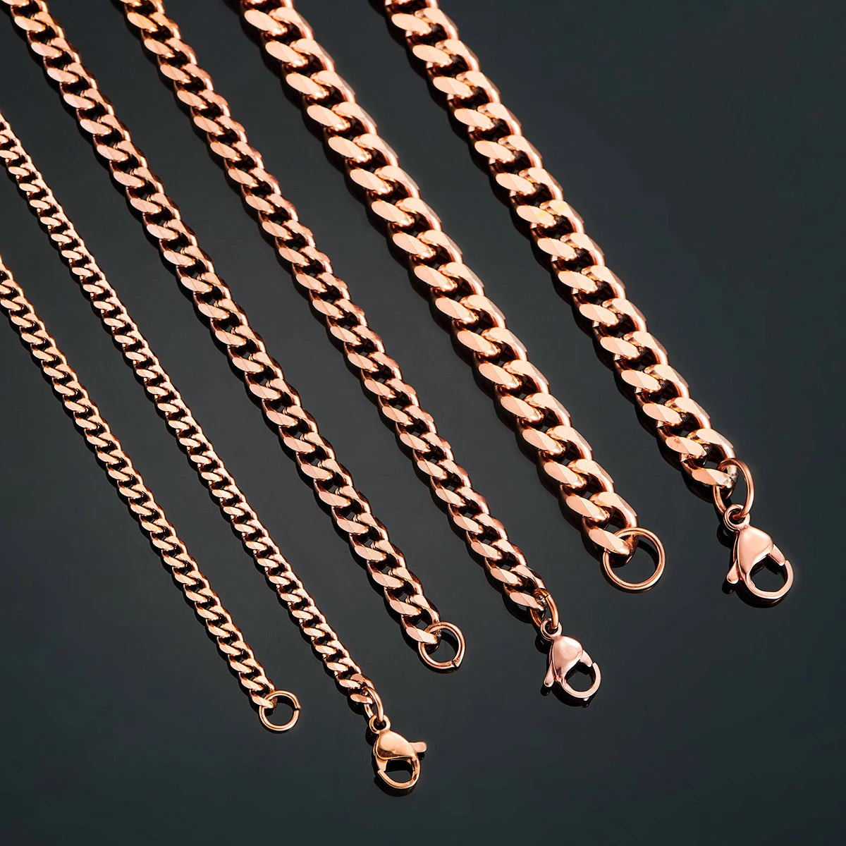 Rose Stainless Steel Cuban Link Chain