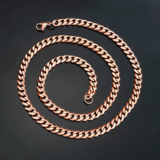 Rose Stainless Steel Cuban Link Chain