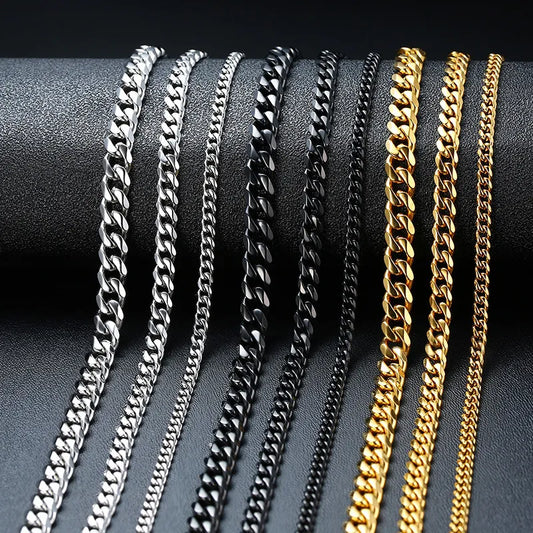 Classic Stainless Steel Curb Chain Necklace